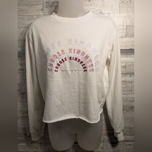 Spiritual Gangster White Sweatshirt with Pink and Purple Accents Size Xxs